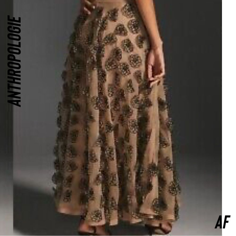 Anthropologie LETMEBE BALLROOM SKIRT TAN AND BLACK NEW MEDIUM